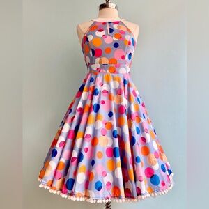 Colorful Polka Dot Halter Dress